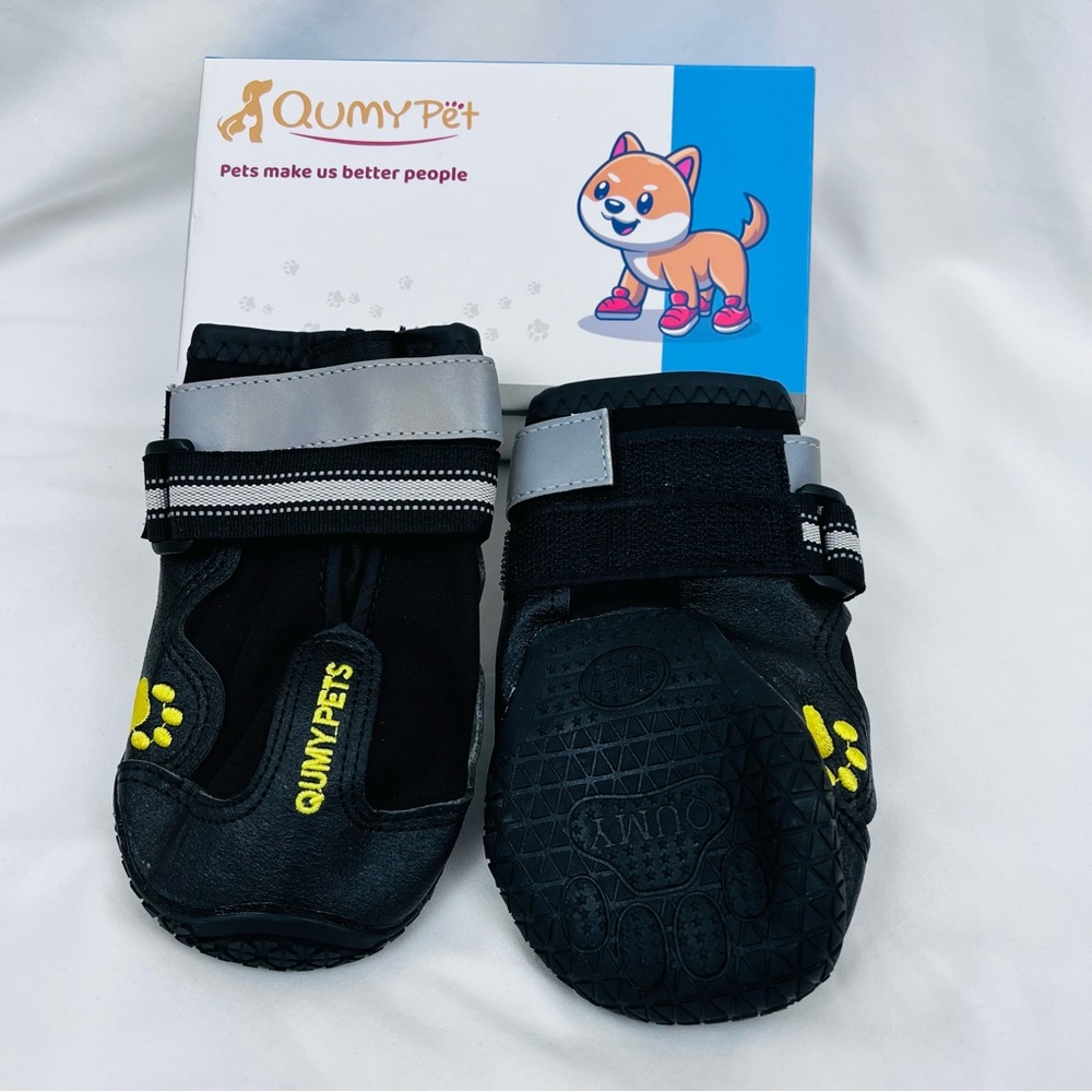 Black Reflective Dog Boots - Non-Slip Paw Protection